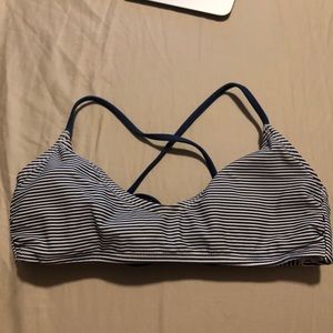 navy and white stripped bikini top